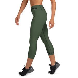 Army Green Side Logo Yoga Capri Leggings