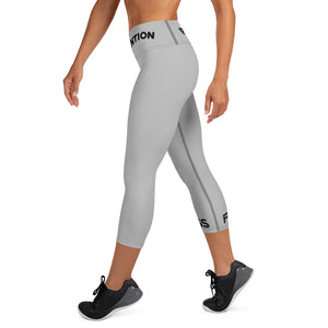 Grey Side Logo Yoga Capri Leggings